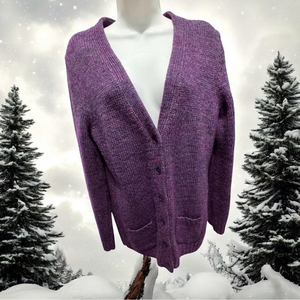 Talbots Purple wool blend Women's Cardigan Sweater size large